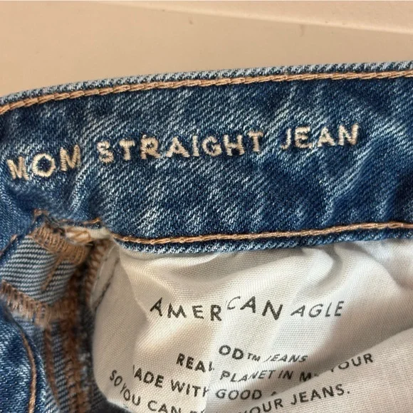 American Eagle Mom Straight Denim Jeans Stretch Distressed Size 4 - Picture 6 of 8